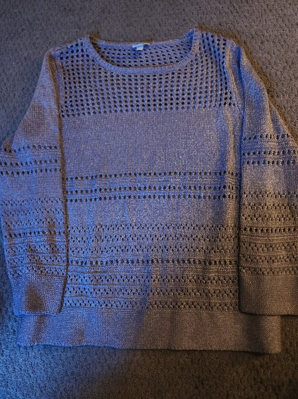 Purple Knit Openwork Sweater